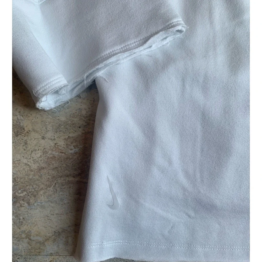 Nike Dri-FIT Hoodie Women's S White V-Neck Pullover Raw‎ Hemline Yoga Luxe(0236)